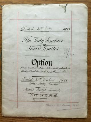 1922 City Of Manchester Indenture Deed With Plan Of Building