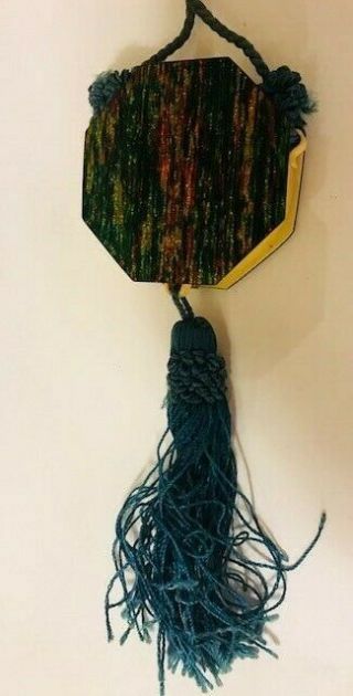1930s Celluloid " Multi - Colored " Powder Compact With Tassel - Great Condition/rare