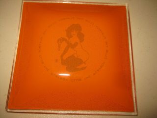 Vintage Playboy Club Orange Glass Ashtray Square Bunny Mid Century Hefner 60s 3