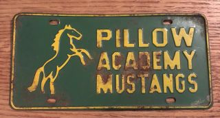 Rare Pillow Academy Mustangs Greenwood Mississippi License Plate Tag Booster Ms