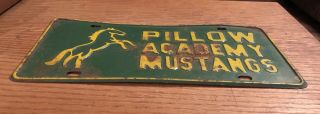 RARE PILLOW ACADEMY MUSTANGS GREENWOOD MISSISSIPPI LICENSE PLATE TAG BOOSTER MS 5
