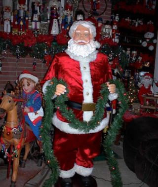 Life Size Animated 5 Foot Santa In Tangled Lights Christmas Display As - Is (b2)