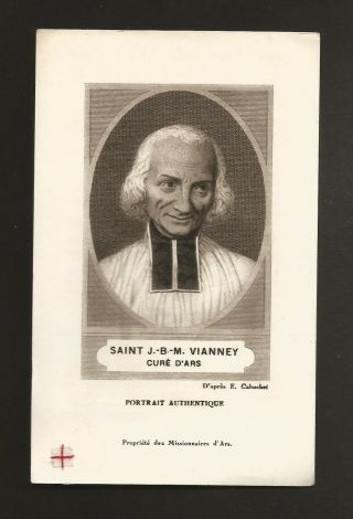 Relic Holy Card St.  J - B - M.  Vianney Cure D 