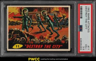 1962 Topps Mars Attacks Destroy The City 11 Psa 3.  5 Vg,  (pwcc)