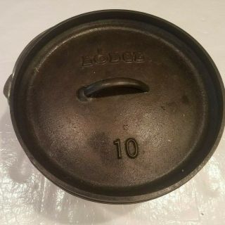 Vintage Lodge Number 10 Camp Dutch Oven 5 Quart 1960s Made In Usa