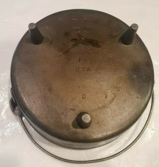 Vintage Lodge Number 10 Camp Dutch Oven 5 Quart 1960s Made In USA 3