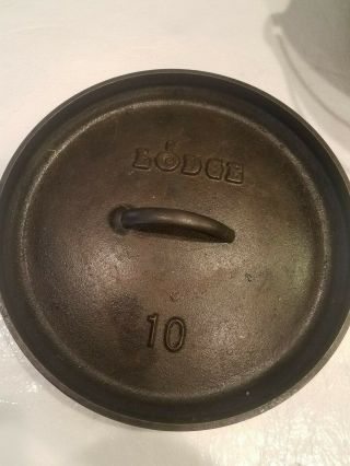 Vintage Lodge Number 10 Camp Dutch Oven 5 Quart 1960s Made In USA 4