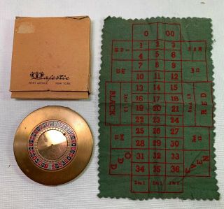 Vintage Majestic Roulette Wheel Compact - & With The Box And Numbers Cloth