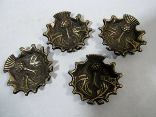 Vintage Bonnie Scotland Thistle Set 4 Bronze Souvenir Pin Nut Dishes