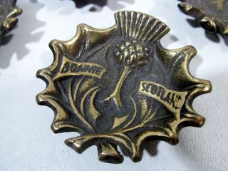 Vintage Bonnie Scotland Thistle Set 4 Bronze Souvenir Pin Nut Dishes 2