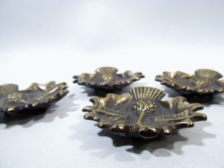 Vintage Bonnie Scotland Thistle Set 4 Bronze Souvenir Pin Nut Dishes 3