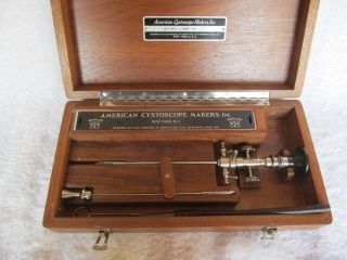 Vintage Medical Cystoscope In Wood Box