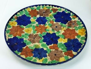 Oaxaca Mexico Hand Crafted Ceramic Pottery Platter Plate 14.  5 "