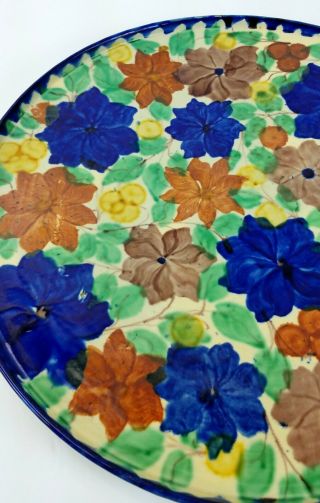 Oaxaca Mexico Hand Crafted Ceramic Pottery Platter Plate 14.  5 