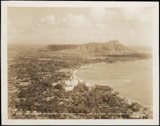 1934 Vintage Real Photo Postcard Rppc Diamond Head Honolulu Hawaii