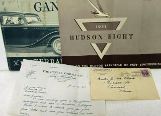1934 Hudson 8 & Terraplane 6 Sales Brochures & Letter From Dealer To Customer