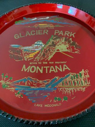 Vintage Glacier National Park Plastic Hand Painted Souvenir Tray Plate Japan