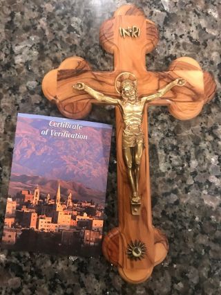 Jesus With A Bronze Finishon The Cross Handcrafted Of Olive Wood From Bethlehem