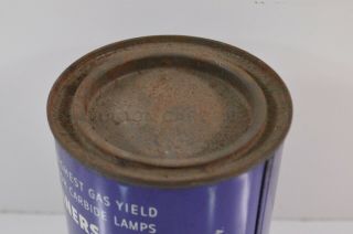 Vintage Union Carbide Miner ' s Lamp Calcium Carbide 2 Pound Can Half Full USA 3