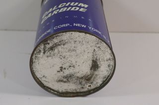 Vintage Union Carbide Miner ' s Lamp Calcium Carbide 2 Pound Can Half Full USA 4