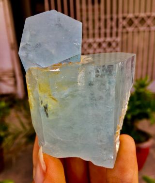 WoW 1136 C.  T Top Class Damage Terminated Blue Color Aquamarine Twin Crystal 3