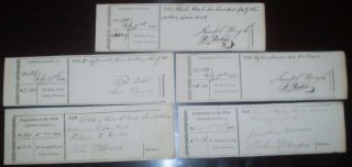 Rare,  5 Signed Checks From 1827 - 28,  Chester County,  Pa,  Corporation Of The Poor