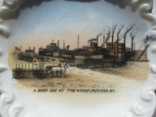 Steamboat Tennessee Riverfront Paducah Kentucky Ky Souvenir Plate Germany Rare