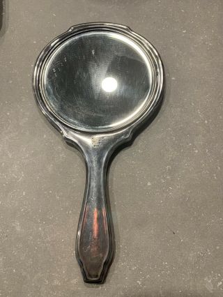 Vintage Sterling Silver Hand Mirror 11 Inches Weighs 363.  82 Grams