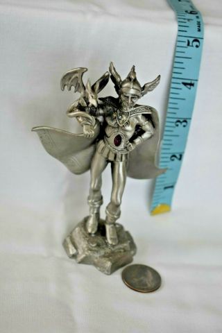 Hudson Pewter Jeweled Warrior And Dragon 1986 3905 Fantasy Wizard Castle