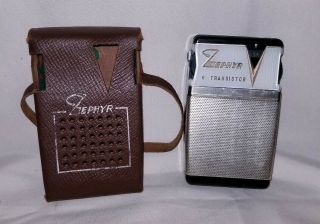 Vintage Zephyr 6 Transistor Radio Portable Model Zr - 620 With Case
