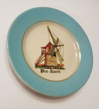 Vintage Pico Azores Island Portugal Souvenir Plate - Acores Windmill