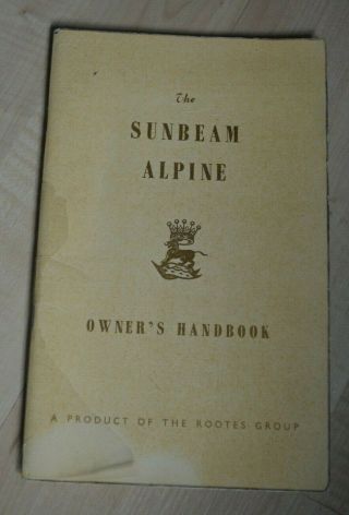 Sunbeam Alpine Series Ii Owners Handbook 1961 Ib.  344/2 Talbot Rootes 6600806