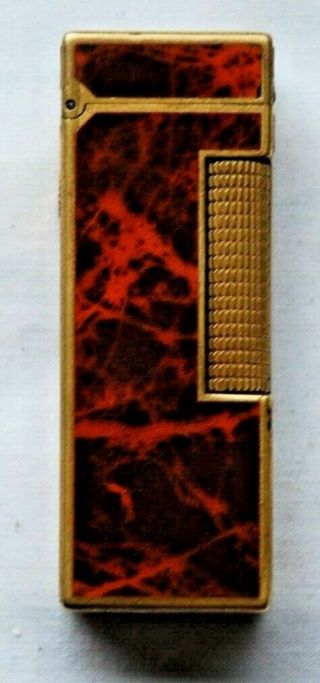 Dunhill Rollagas 18k Gold Plated & Wood Finish Lighter - Swiss Made