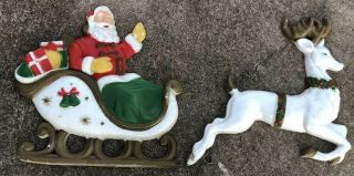 Vintage Christmas Styrofoam Santa Reindeer Wall Decoration