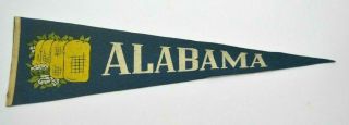 Vintage Alabama Felt Flag Pennant - Blue - 8 " X 26 "