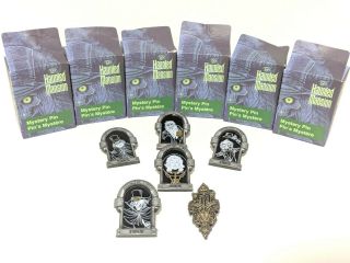 Full Set Of 6 Pins Pack Disney Haunted Mansion 50th 2019 Mystery Hatbox Logo Etc