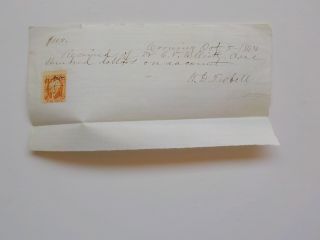 Antique Document 1864 Civil War Era Corning York Revenue Stamp Paper Vtg Nr