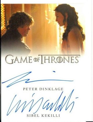 2019 Game Of Thrones Inflexions Peter Dinklage & Sibel Kekilli Dual Autograph El
