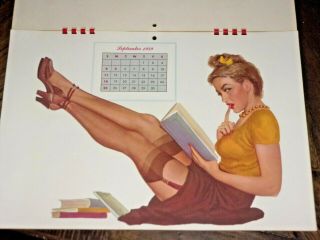 Rare Vintage 1949 Esquire Pin - Up Large 15.  75 " By 11 " Al Moore Calendar 12 Month