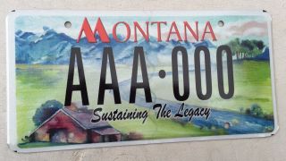 Montana Graphic Sample License Plate " Aaa 000 " Mt Sustaining The Legacy
