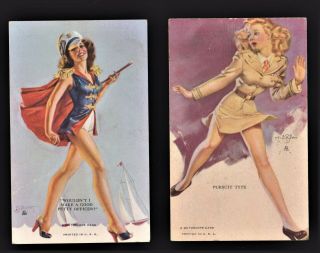 2 Vintage Zoe Mozert 1940s Pin - Up Girl Mutoscope Cards Near B & B Inc Wwii