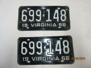 Pr 1968 Va Virginia License Plates