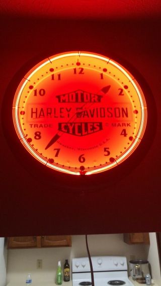 Harley - Davidson Neon Lighted Wall Clock