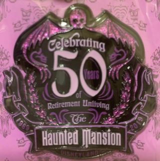 Disneyland Haunted Mansion 50th Event Logo Pin Le 999,  Tote Bag & Map