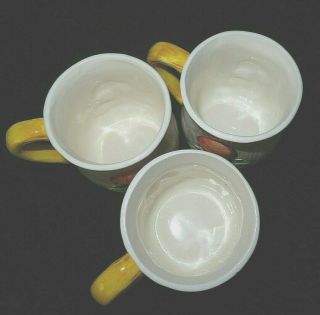 3 Vintage Merry Mushrooms Coffee Mugs Sears Orange & Brown Ceramic 3
