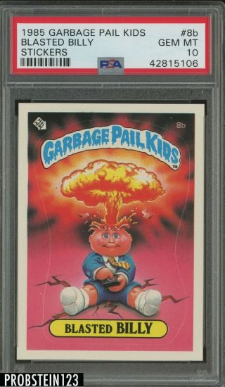 1985 Topps Garbage Pail Kids Gpk Stickers 8b Blasted Billy Psa 10 Gem