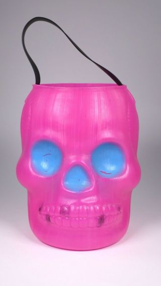 Vintage Aj Renzi Halloween Skull Skeleton Bucket Pail Plastic Blow Mold Bucket