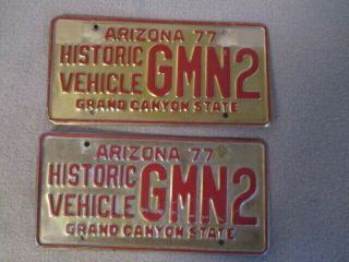 Arizona 1977 Historic Vehicle License Plates - - Pair