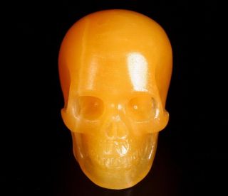 2.  0 " Beeswax Jade Carved Crystal Skull,  Realistic,  Crystal Healing S739