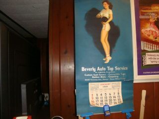 Vintage Walt Otto Pin - Up Calendar 1949 Hot Bowler Watch This One